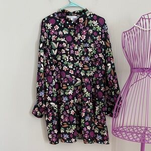 Karlie Black Floral Long Sleeve Dress